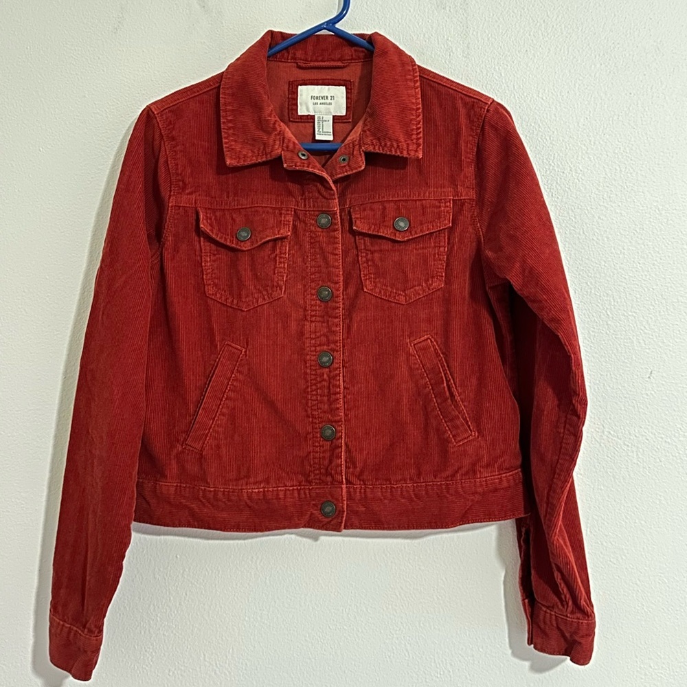 Forever 21 Size Small Red-Orange Corduroy Jacket